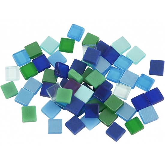 395x stuks Mozaiek tegels kunsthars groen-blauw 5 x 5 mm