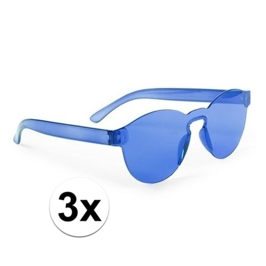 3x Blauwe partybril voor volwassenen