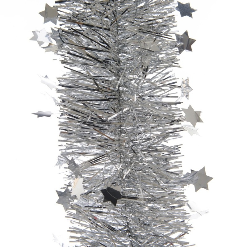 3x Feestversiering folie slinger sterretjes zilver 10 x 270 cm kunststof-plastic kerstversiering