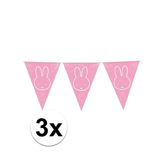 3x Geboorte meisje vlaggenlijnen Nijntje thema