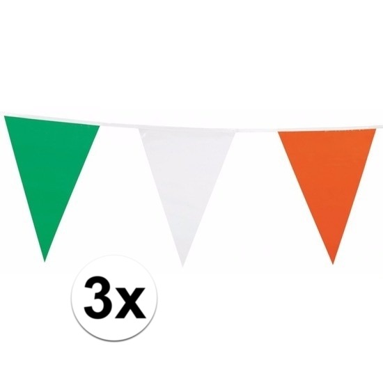 3x Vlaggenlijn groen-wit-oranje 7 meter