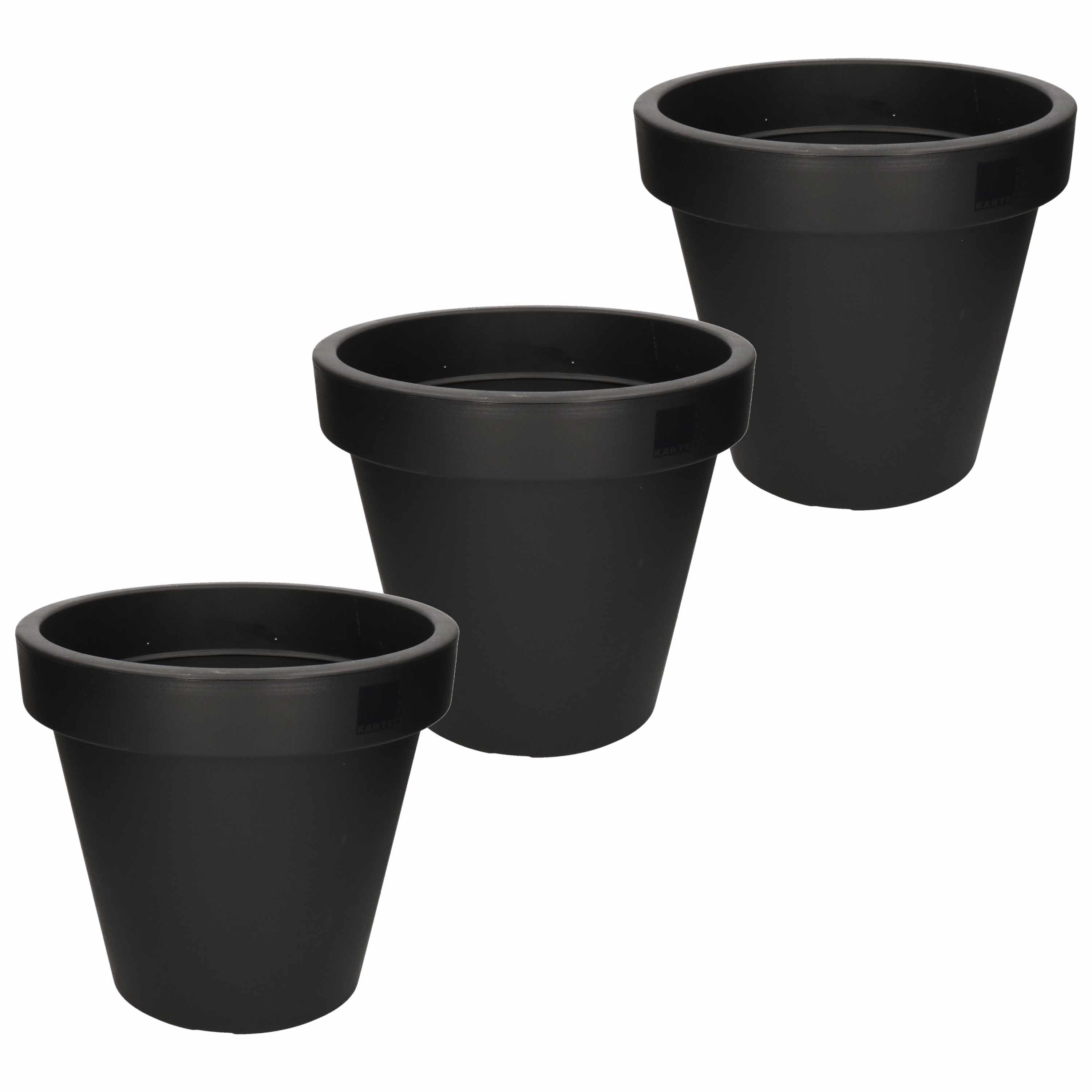 3x Zwarte pot voor planten 35 cm