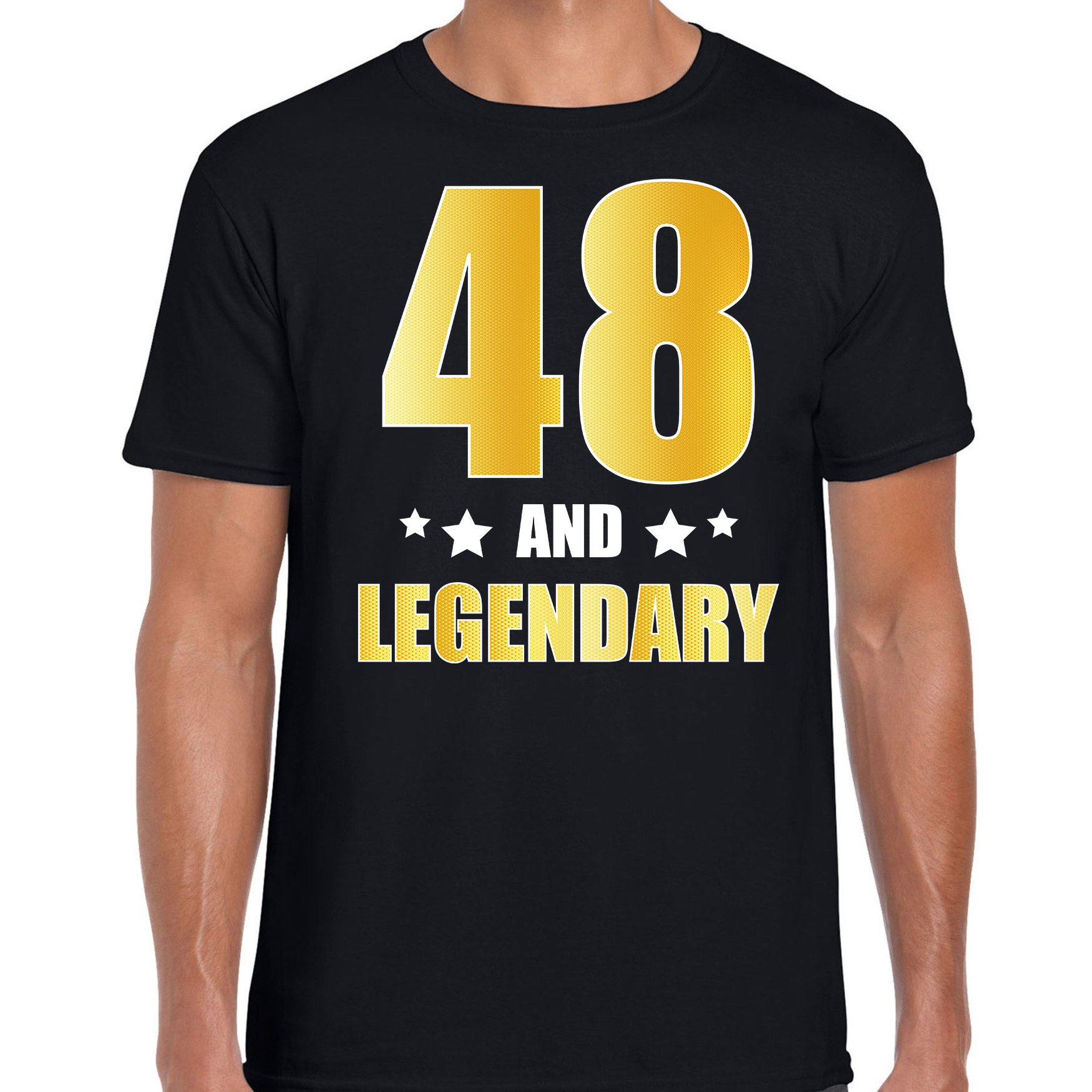 48 and legendary verjaardag cadeau t-shirt goud 48 jaar zwart voor heren