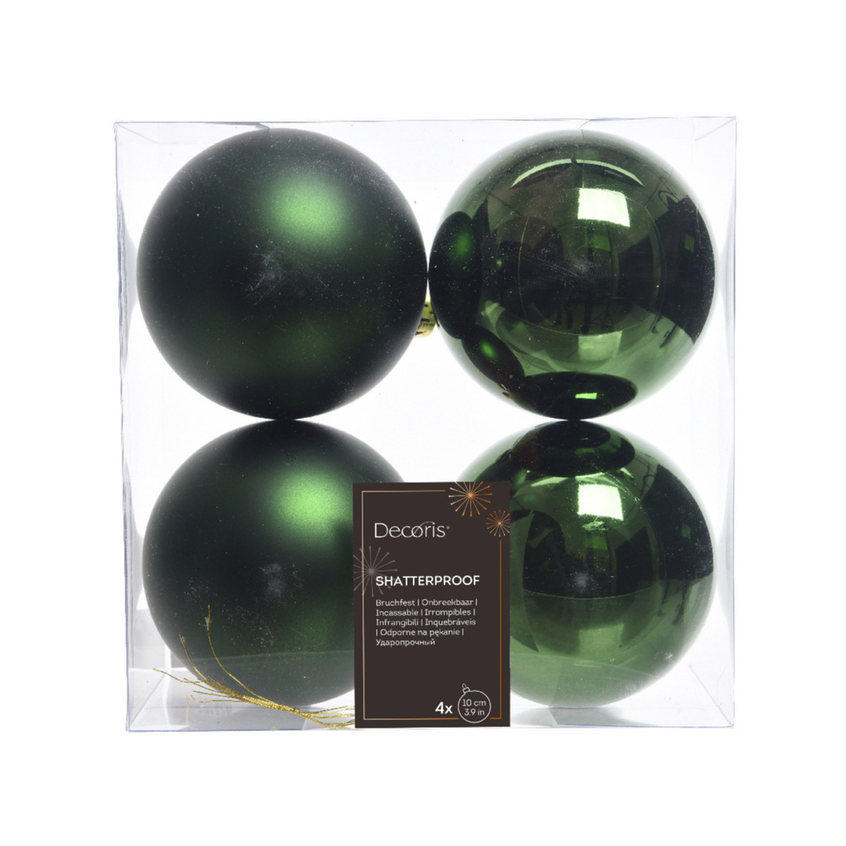 4x Donkergroene kerstballen 10 cm glanzende-matte kunststof-plastic kerstversiering