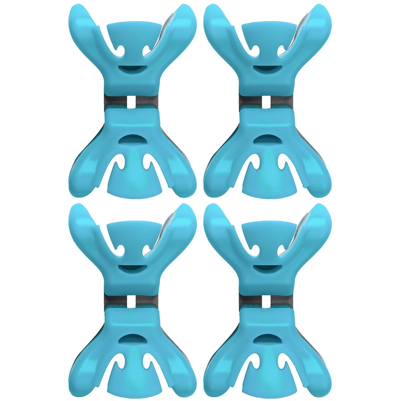 4X Kerstkaarten-geboortekaartjes ophangen klemmen blauw zonder plakband-spijkers-schroeven