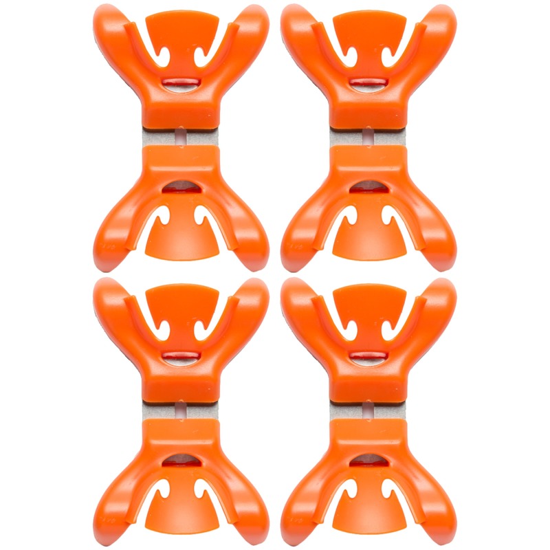 4X Kerstkaarten-geboortekaartjes ophangen klemmen oranje zonder plakband-spijkers-schroeven