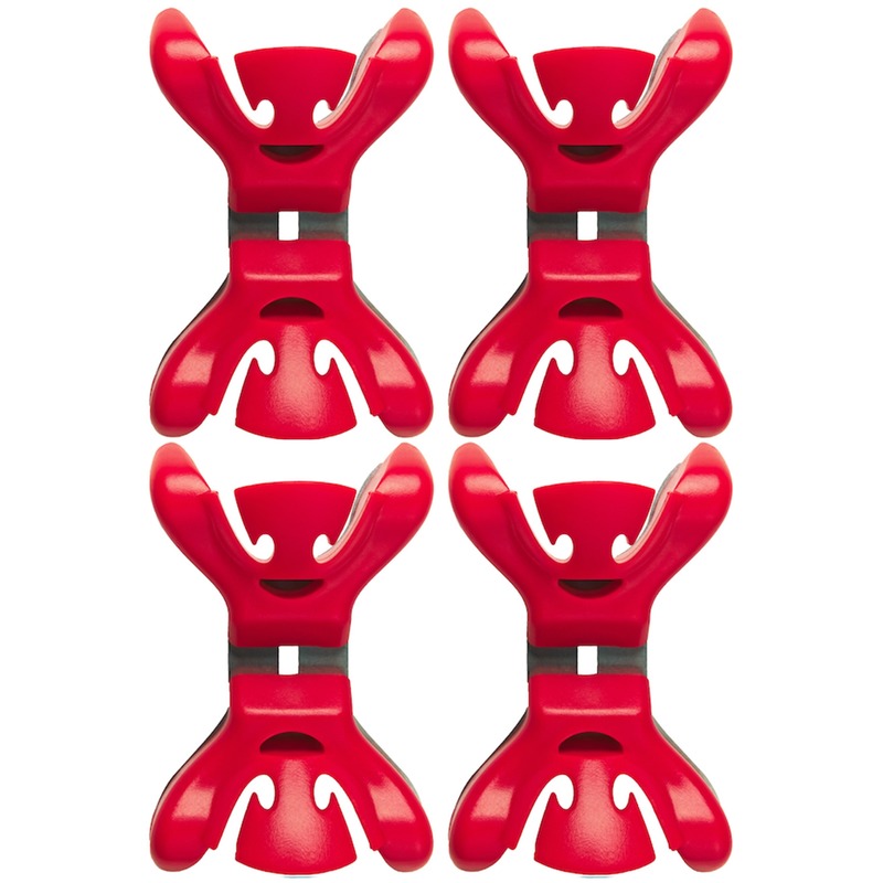 4X Kerstkaarten-geboortekaartjes ophangen klemmen rood zonder plakband-spijkers-schroeven