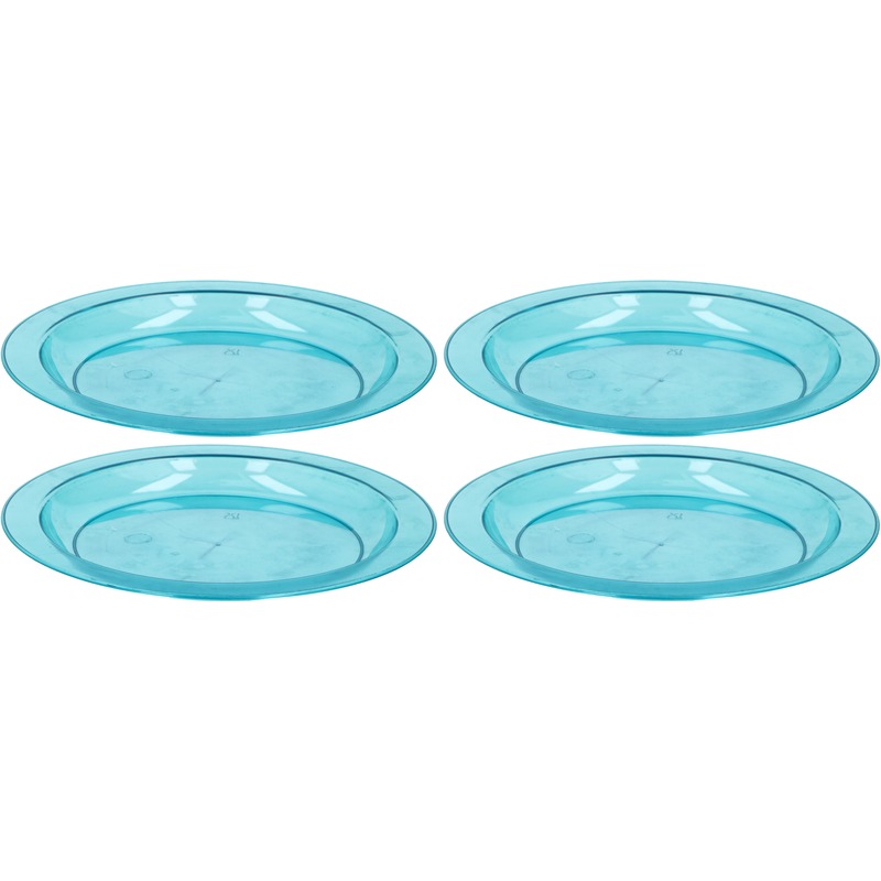 4x Ontbijtbordje blauw 20 cm kinderservies van plastic-kunststof
