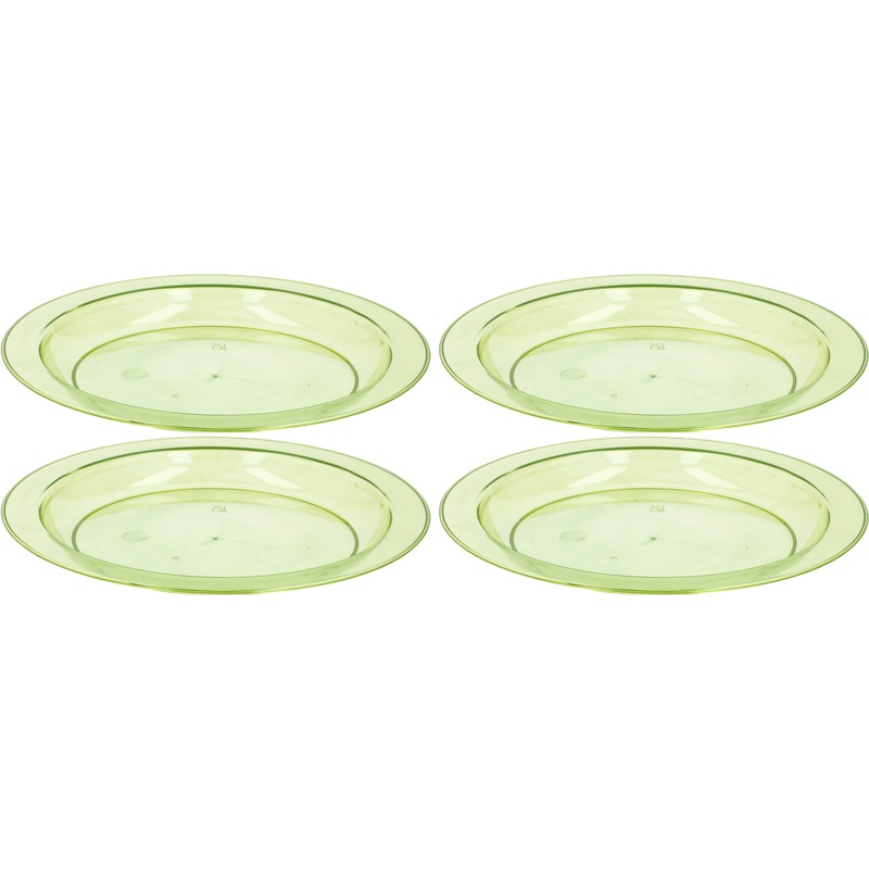 4x Ontbijtbordje groen 20 cm kinderservies van plastic-kunststof