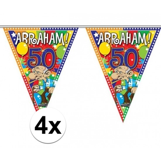 4x Plastic Abraham 50 jaar vlaggenlijnen
