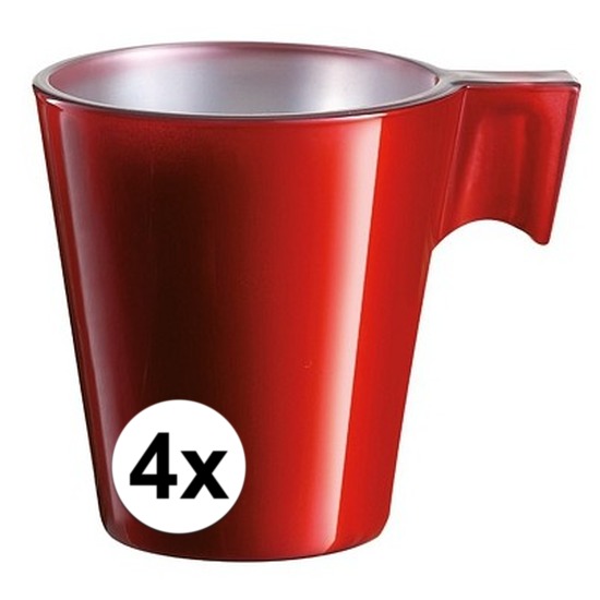 4x Rode espresso-koffie kop