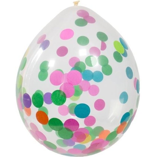 4x Transparante feestballonnen gekleurde confetti 30 cm