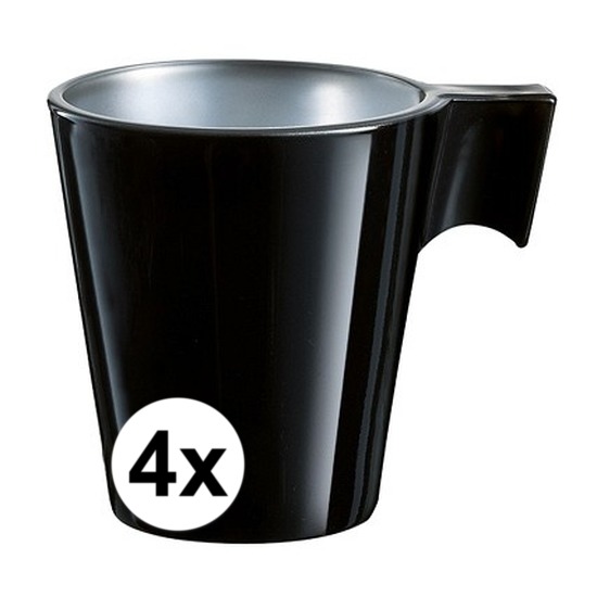 4x Zwarte espresso-koffie kop