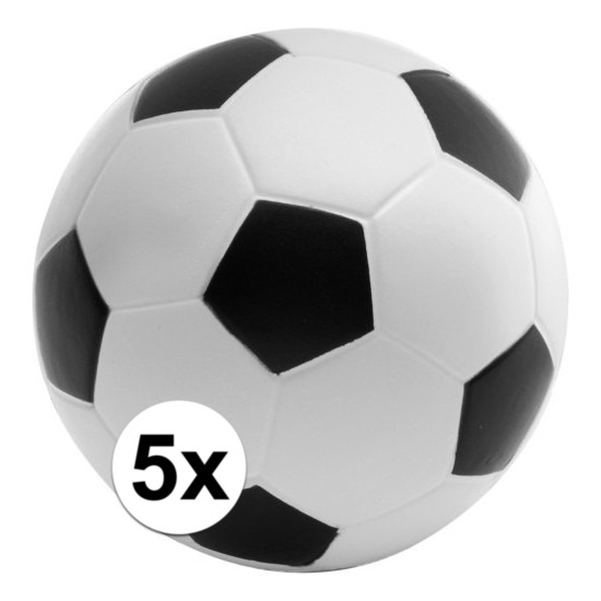 5 stuks Stressballen voetbal 6,1 cm