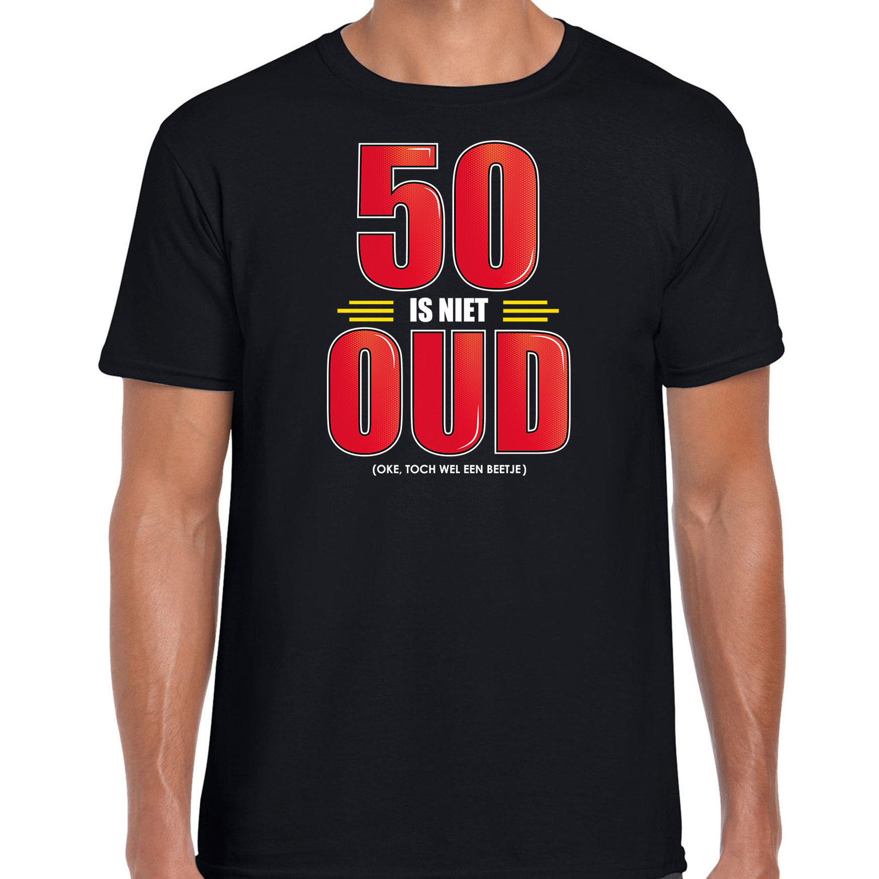 50 is niet oud verjaardag cadeau-Abraham t-shirt zwart voor heren