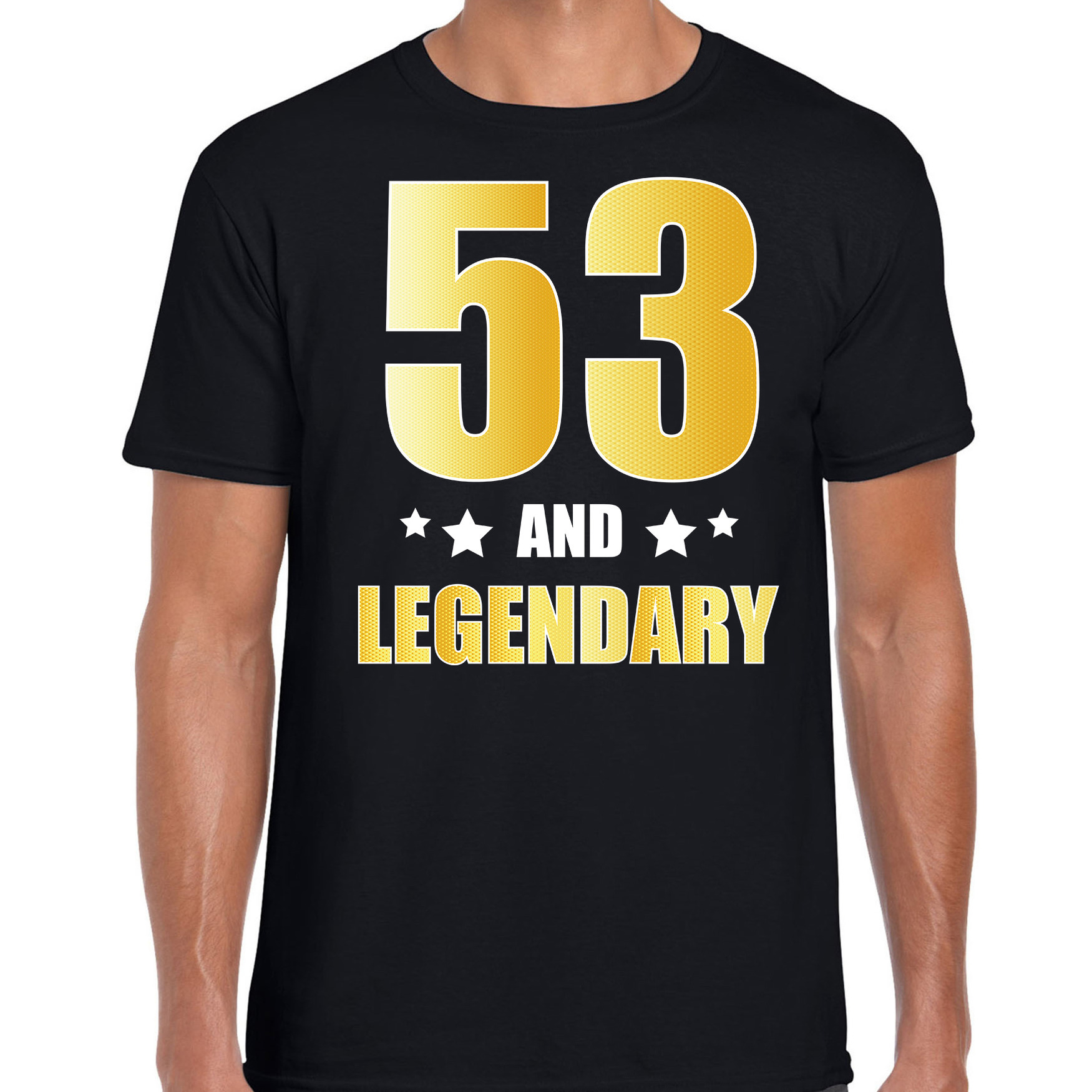 53 and legendary verjaardag cadeau t-shirt goud 53 jaar zwart voor heren