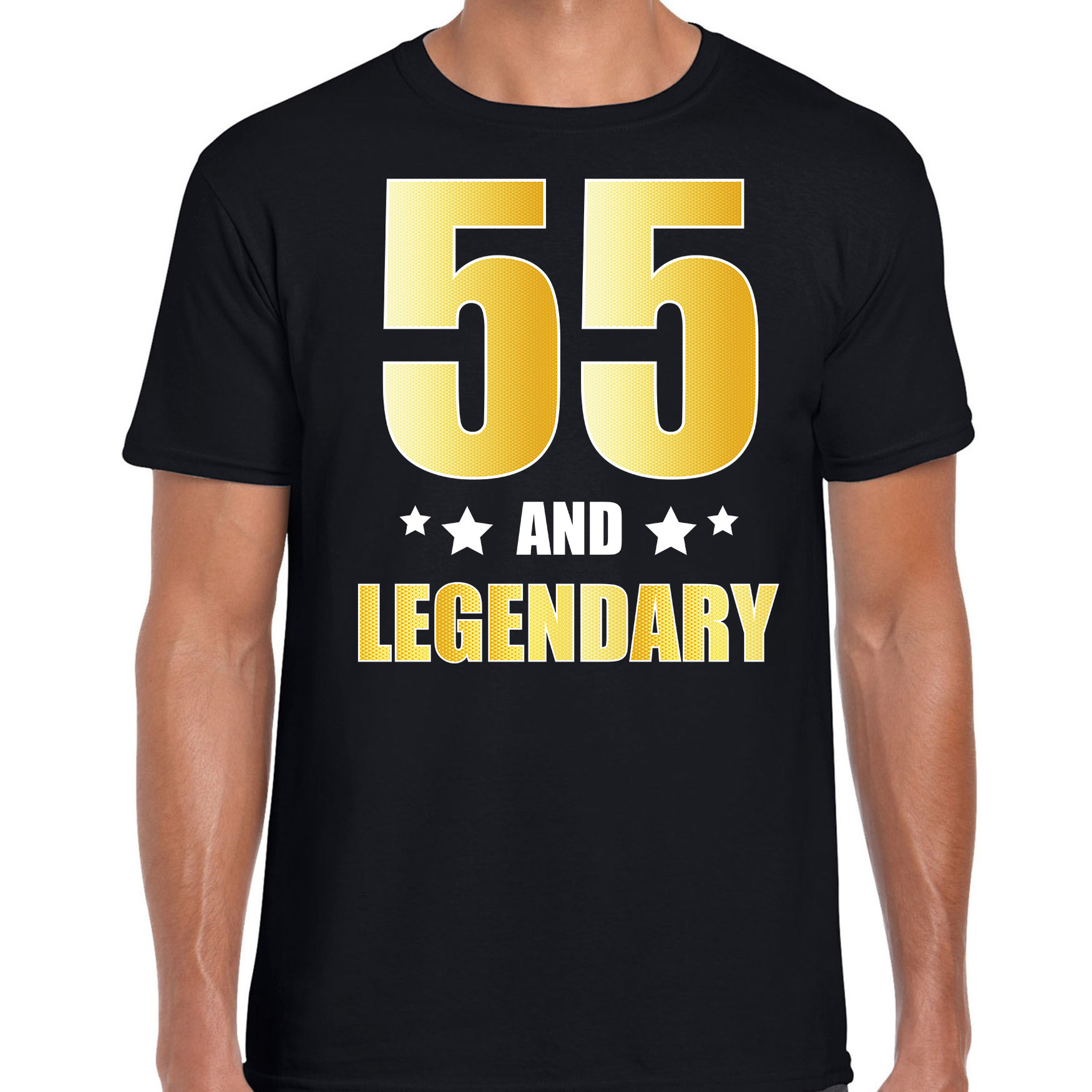 55 and legendary verjaardag cadeau t-shirt goud 55 jaar zwart voor heren