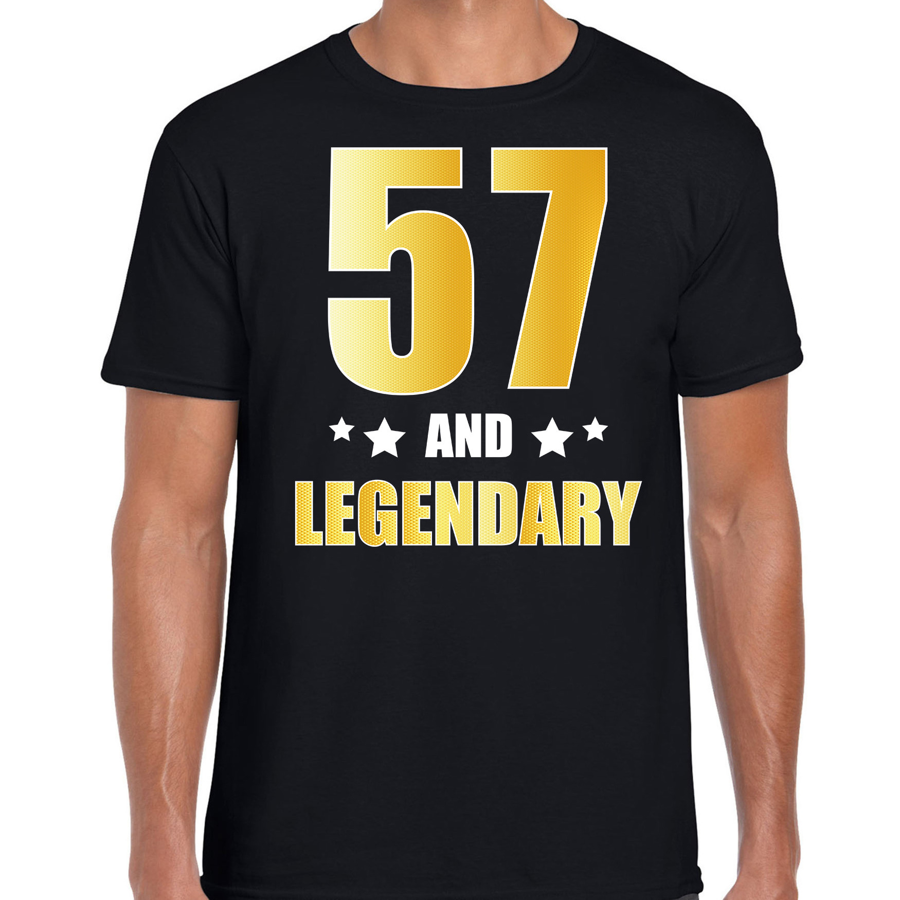 57 and legendary verjaardag cadeau t-shirt goud 57 jaar zwart voor heren