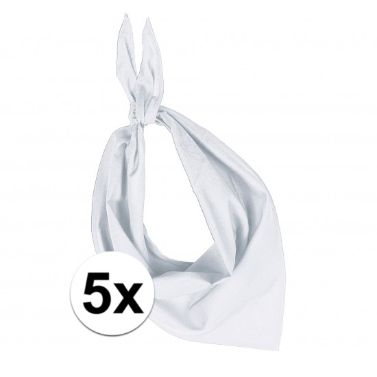 5x Bandana zakdoeken wit