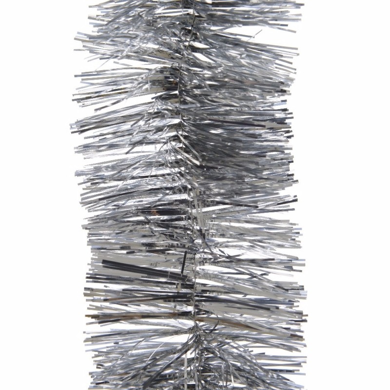 5x Feestversiering folie slingers zilver 7 x 270 cm kunststof-plastic kerstversiering