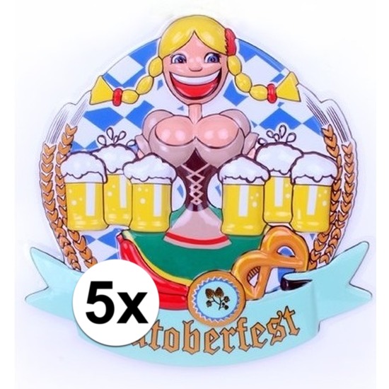 5x Oktoberfest 3D muur-wand decoraties Heidi 44cm