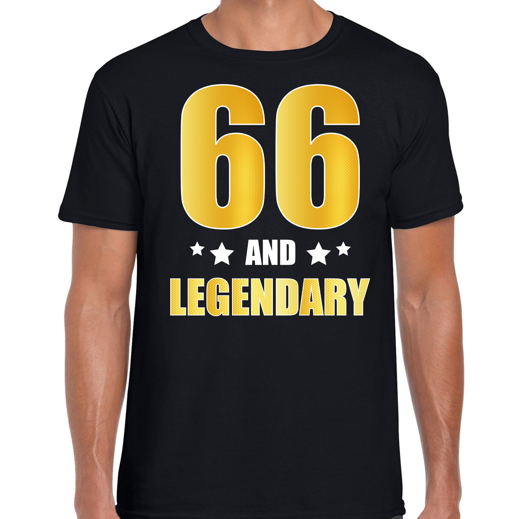 66 and legendary verjaardag cadeau t-shirt goud 66 jaar zwart voor heren