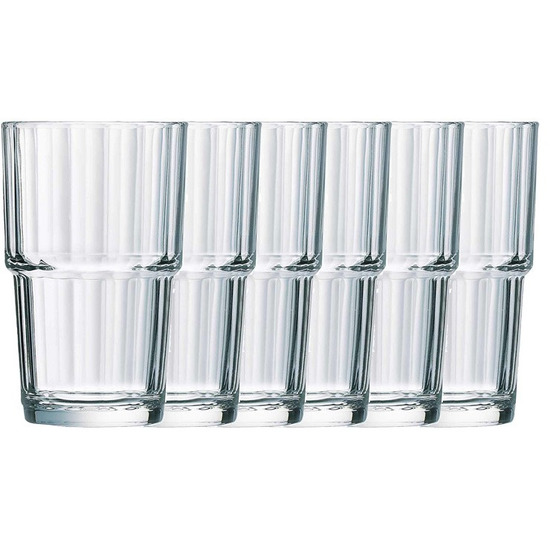 6x Drinkglazen-waterglazen transparant Norvege hardglas 27 cl