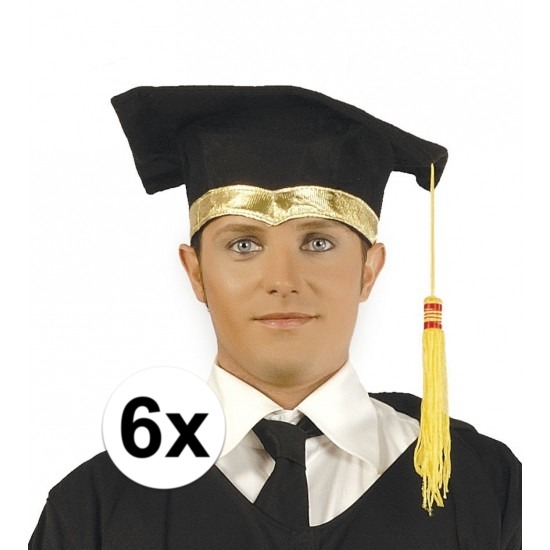 6x Luxe afstudeerhoedje-geslaagd hoedje met gouden details