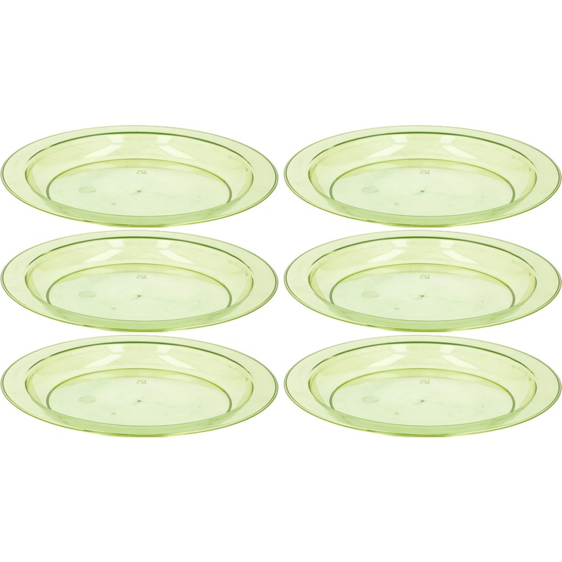 6x Ontbijtbordje groen 20 cm kinderservies van plastic-kunststof