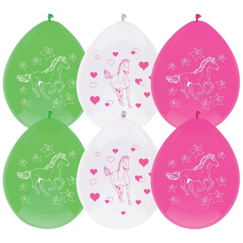 6x Paarden feest ballonnen gekleurd 30 cm