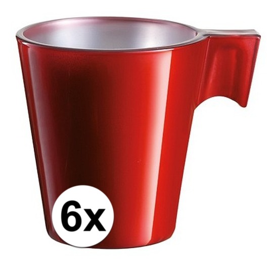 6x Rode espresso-koffie kop