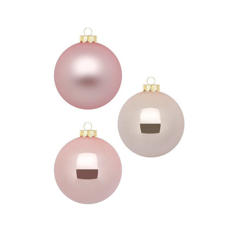 6x stuks glazen kerstballen 10 cm parel roze glans en mat