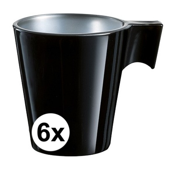 6x Zwarte espresso-koffie kop
