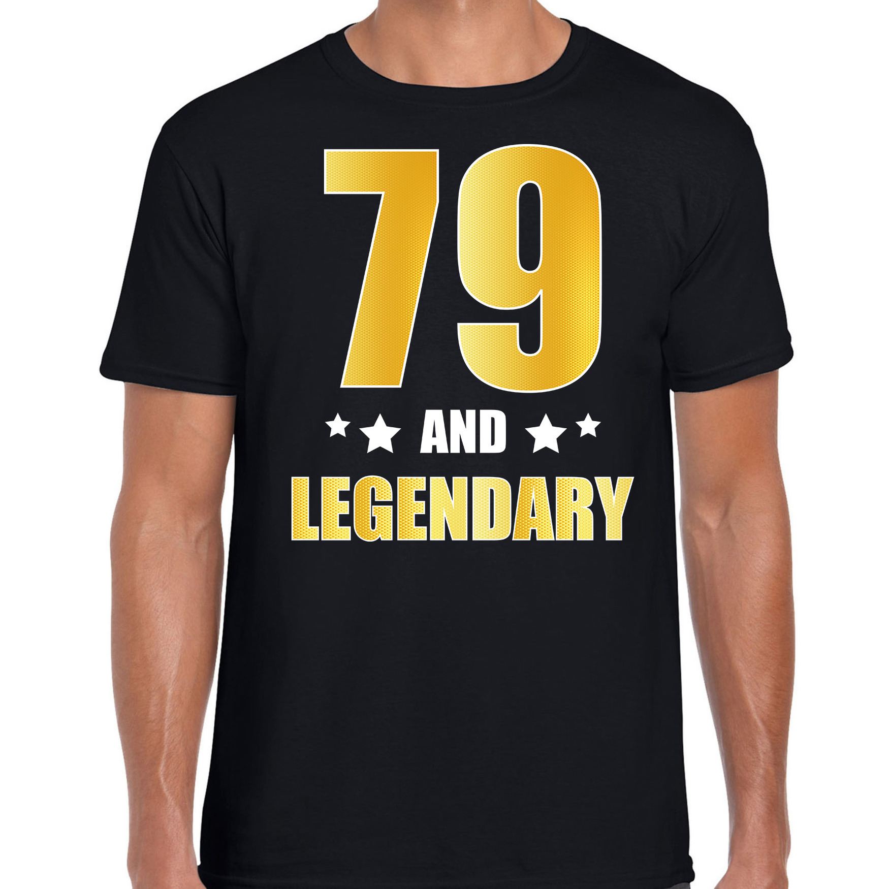 79 and legendary verjaardag cadeau t-shirt goud 79 jaar zwart voor heren