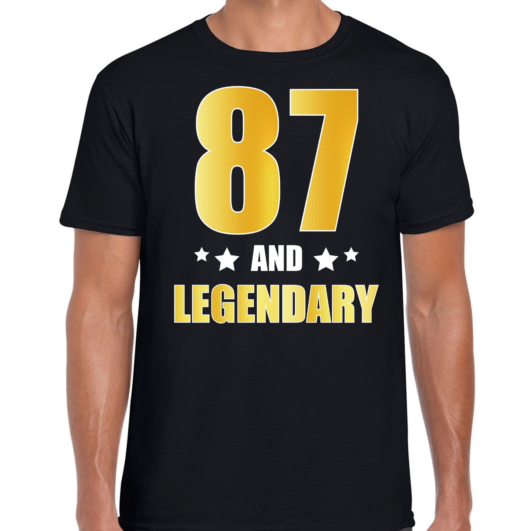 87 and legendary verjaardag cadeau t-shirt goud 87 jaar zwart voor heren