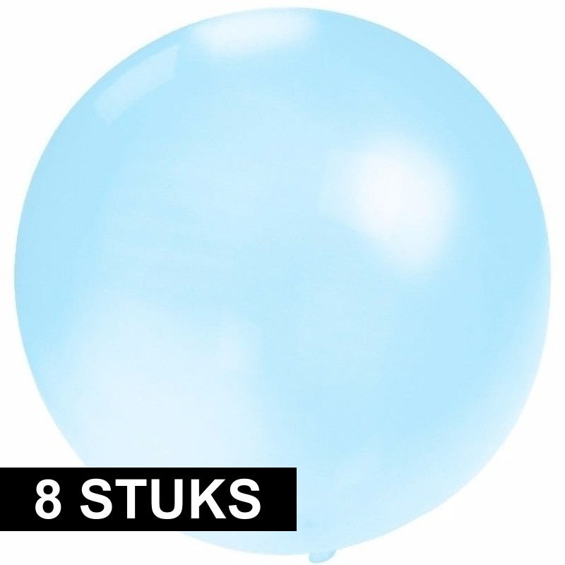 8x Ronde baby blauwe ballon 60 cm groot