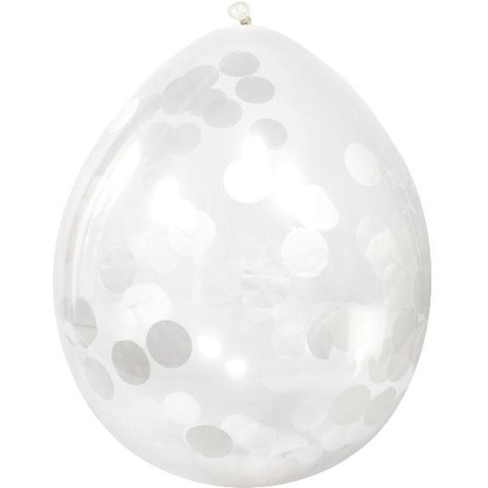 8x Transparante feestballon witte confetti 30 cm
