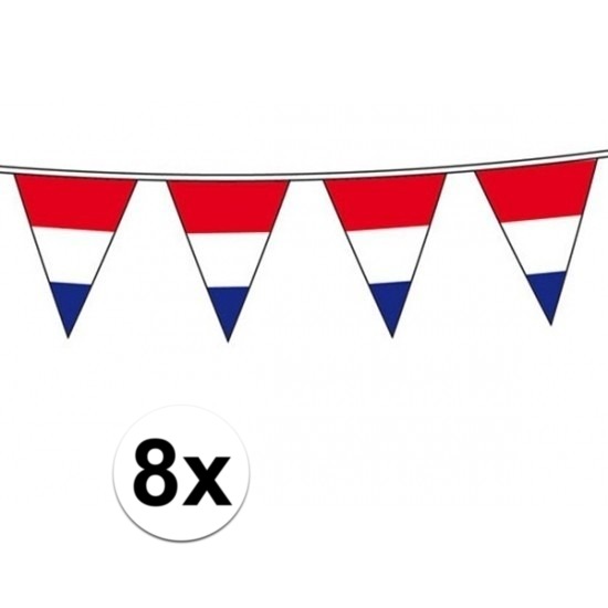 8x Vlaggenlijn Hollandse vlaggetjes