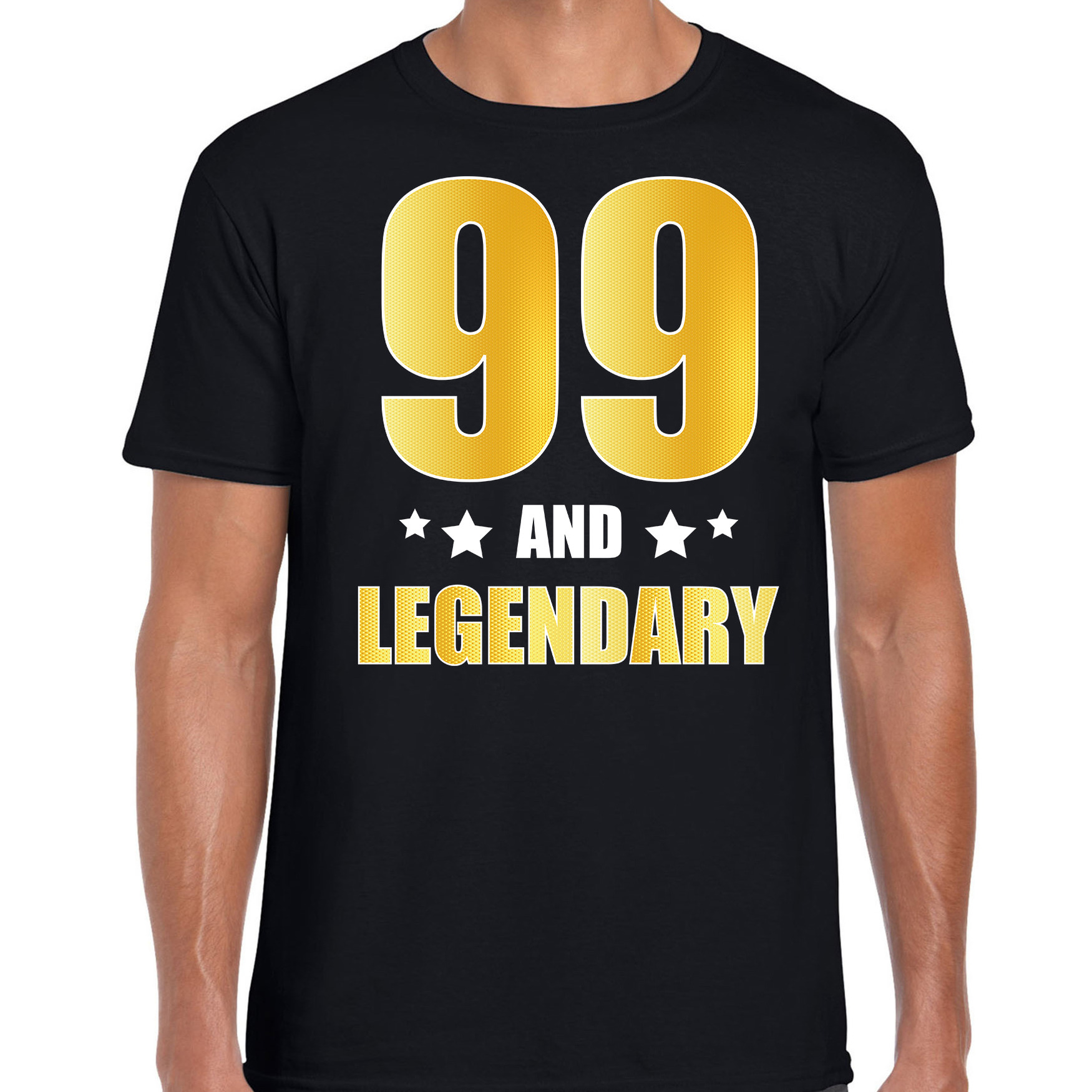 99 and legendary verjaardag cadeau t-shirt goud 99 jaar zwart voor heren