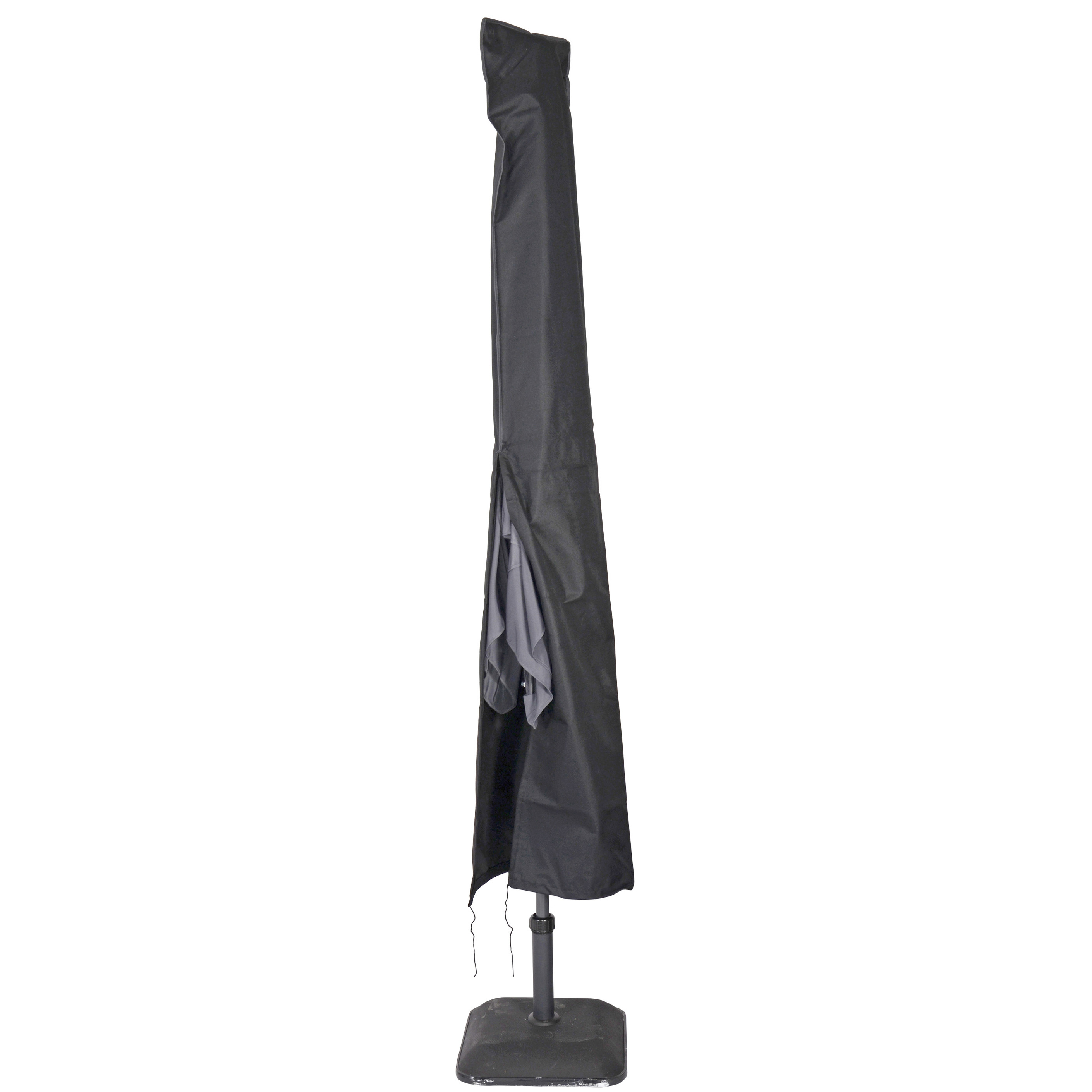 Afdekhoes-beschermhoes zwart voor parasols met een diameter van 4 m inclusief stok