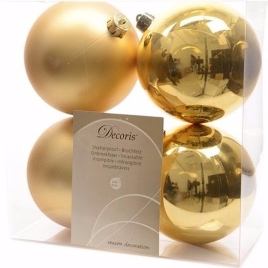 Ambiance Christmas gouden kerstversiering kerstballen pakket 4 stuks