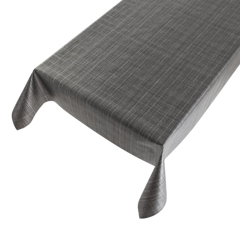 Antraciet grijs tuin tafellaken voor buiten tweed stof print 140 x 170 cm PVC-kunststof
