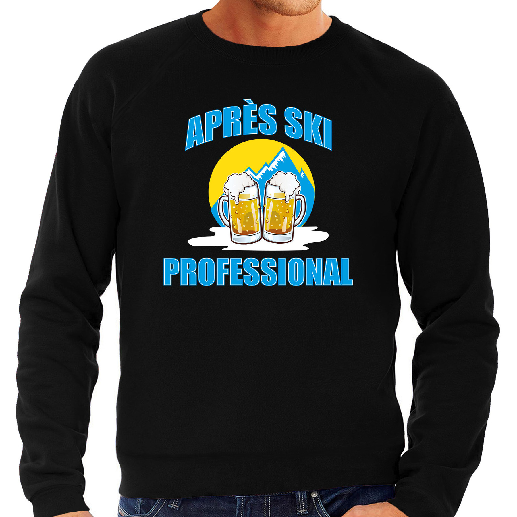 Apres-ski professional sweater-trui Wintersport zwart voor heren