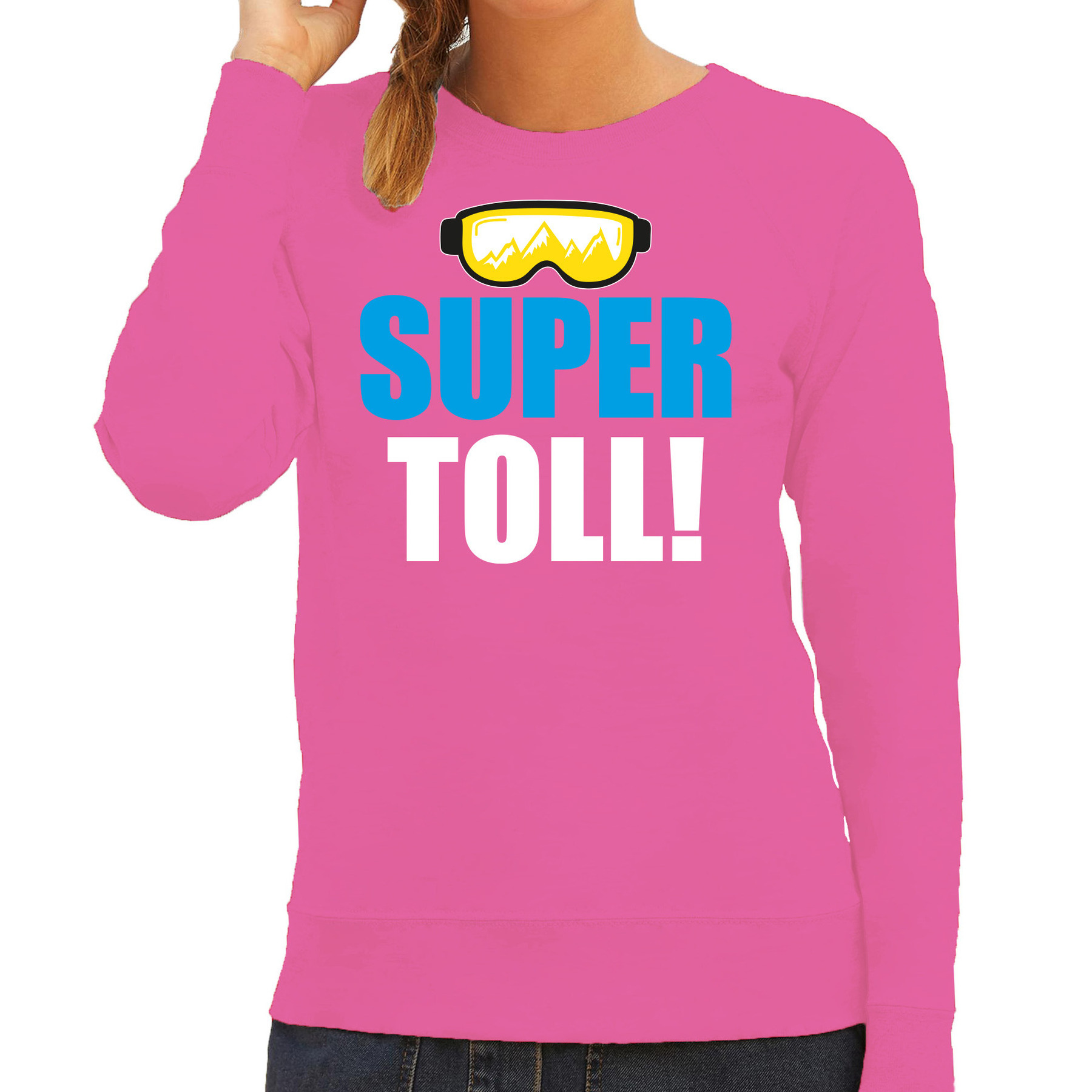 Apres ski sweater-trui voor dames super toll roze wintersport skien