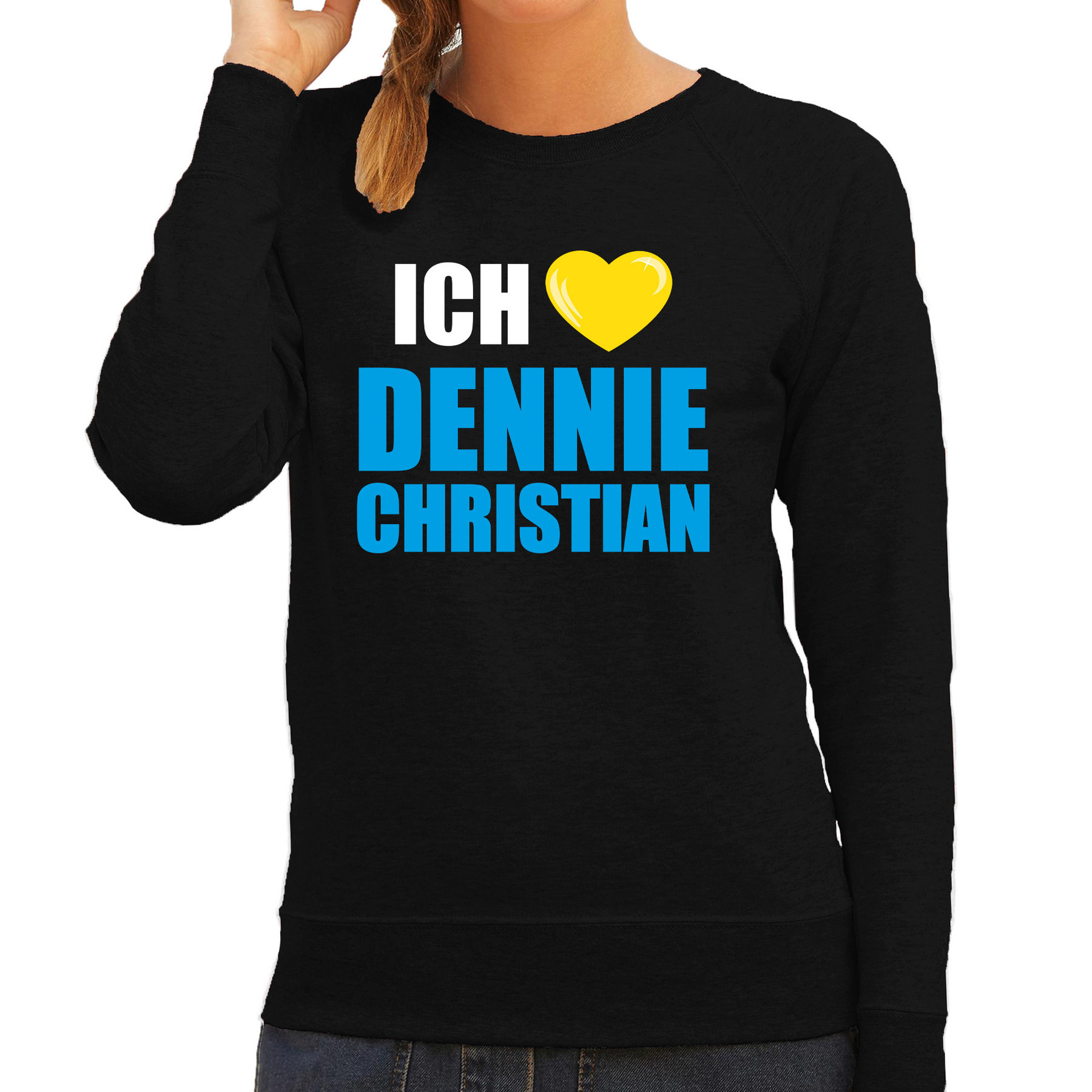 Apres-ski sweater-trui Wintersport Ich liebe Dennie Christian zwart voor dames