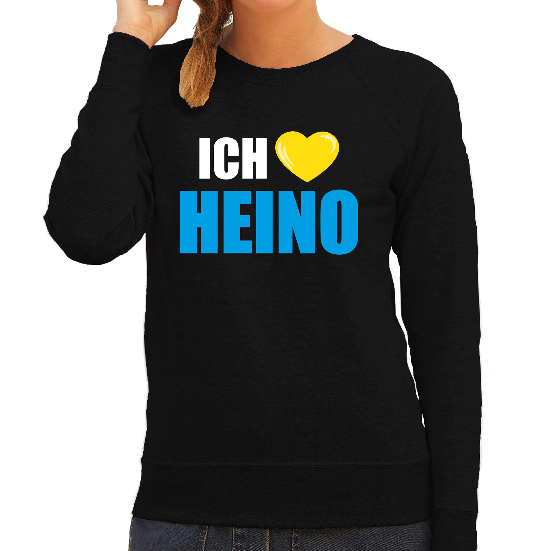 Apres-ski sweater-trui Wintersport Ich liebe Heino zwart voor dames