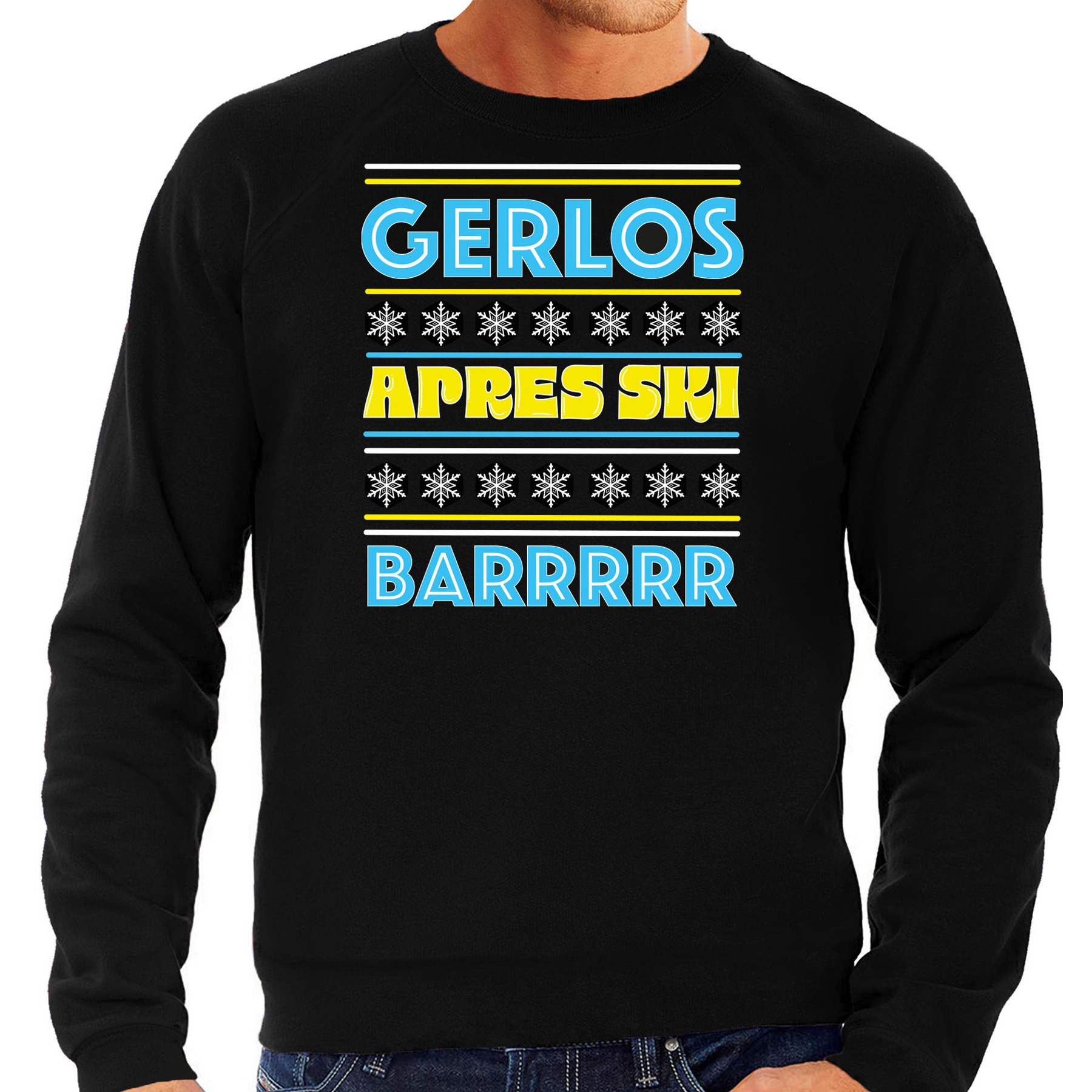 Apres ski sweater voor heren Gerlos zwart apresski bar-kroeg skien-snowboarden wintersport