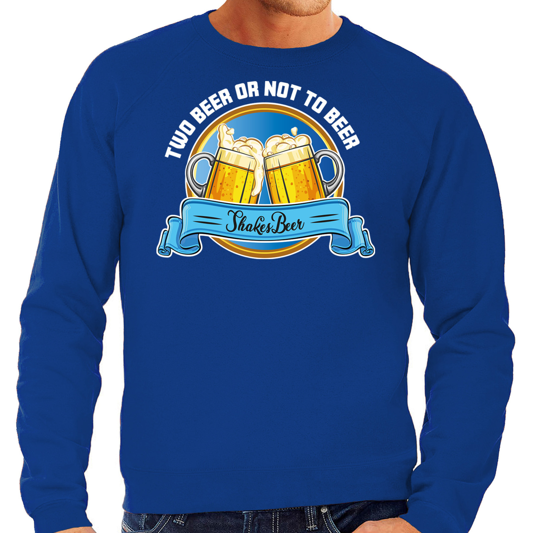 Apres ski sweater voor heren two beer or not to beer blauw wintersport bier