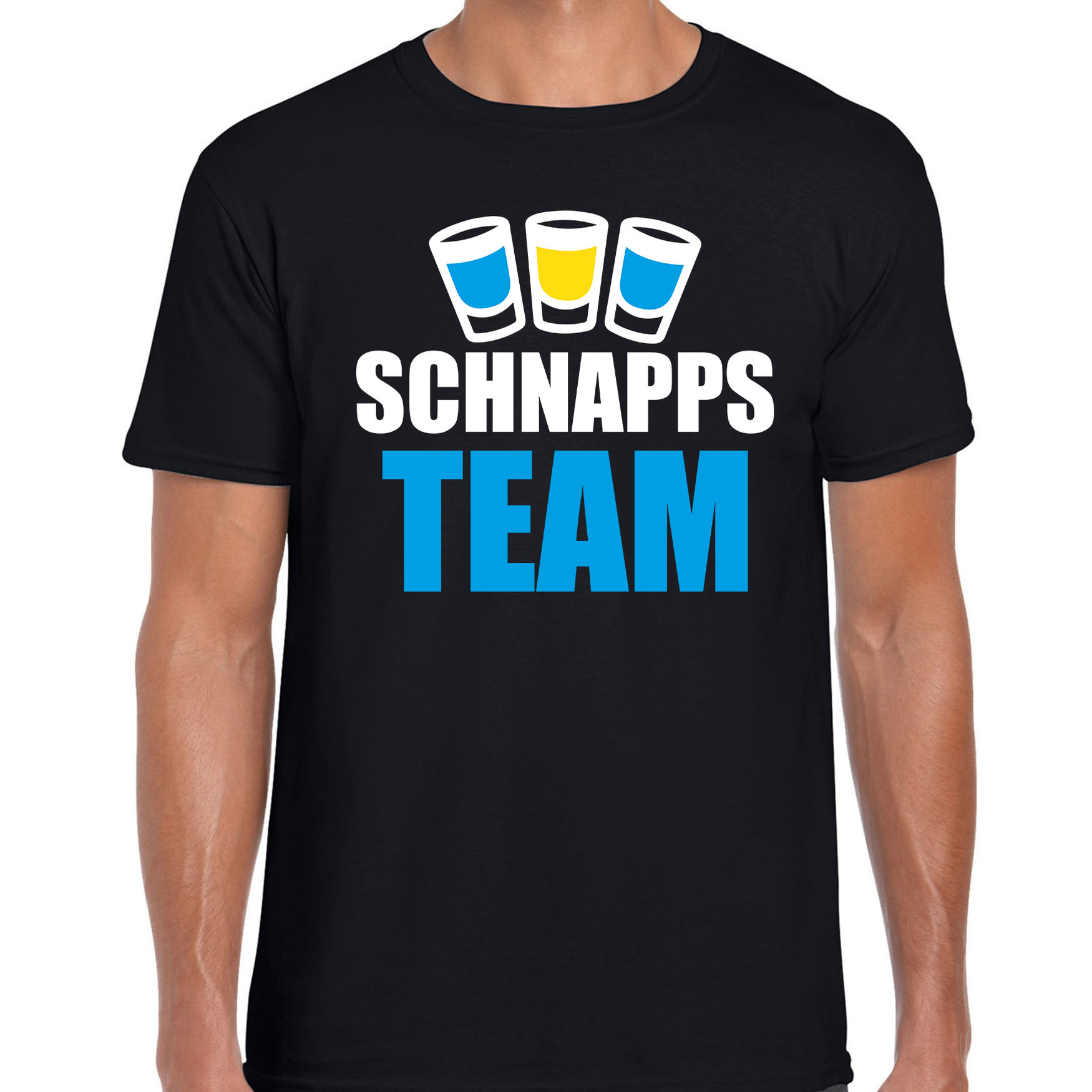 Apres ski t-shirt Schnapps team zwart heren Wintersport shirt Foute apres ski outfit