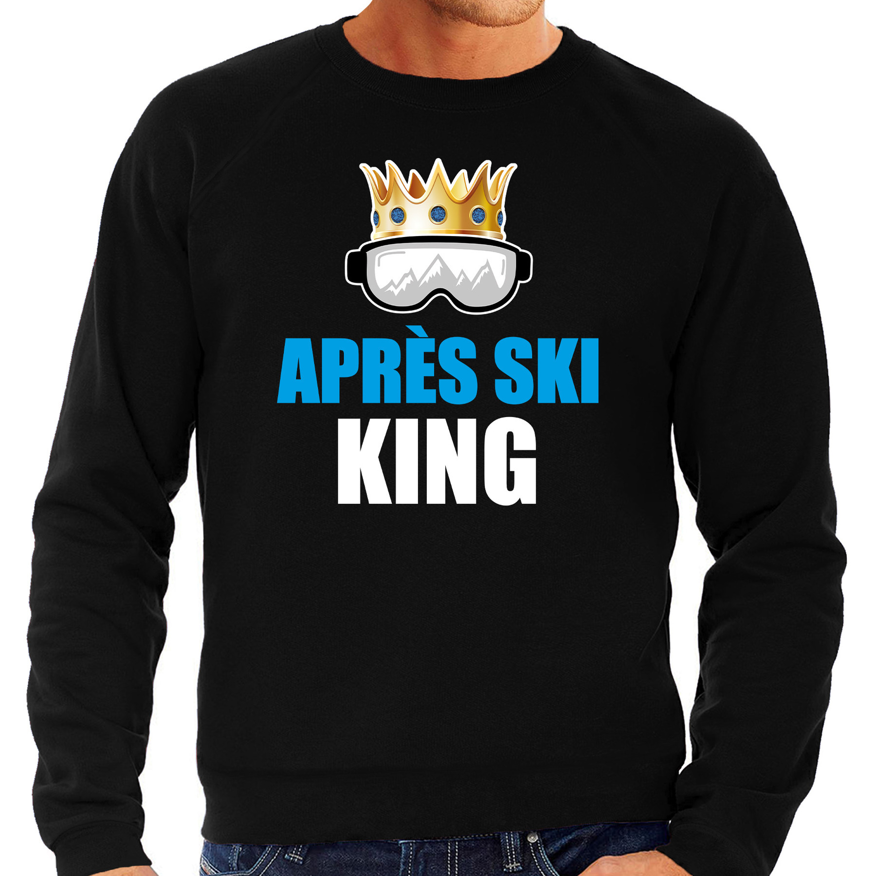 Apres ski trui Apres ski King zwart heren Wintersport sweater Foute apres ski outfit